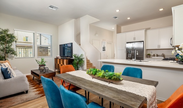 kitchen with ample counter-space, modern appliances and bright lighting