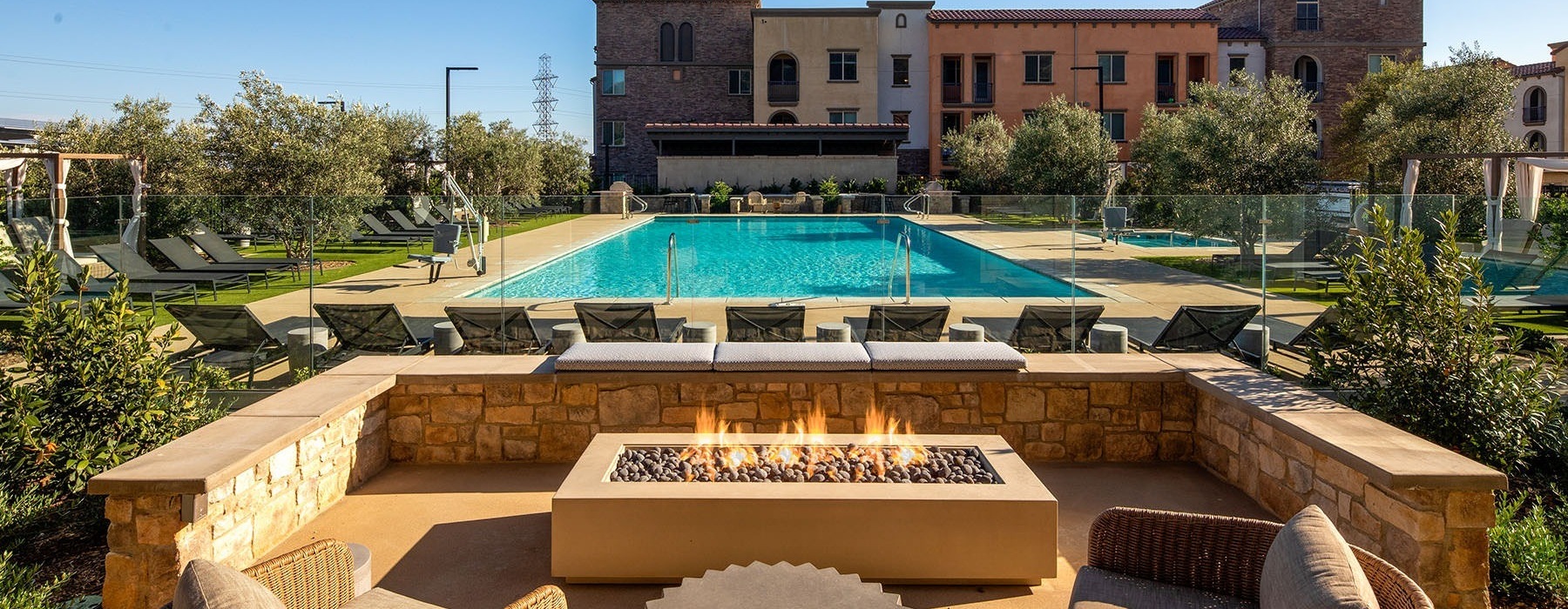 firepit beside the pool